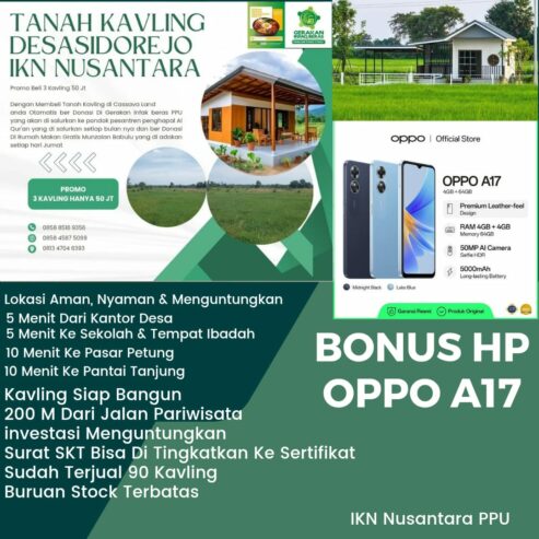 PROMO HANYA DENGAN 50 JUTA SUDAH BISA MENDAPATKAN 3 TANAH KAVLING + 1 UNIT HP ANDROID!!